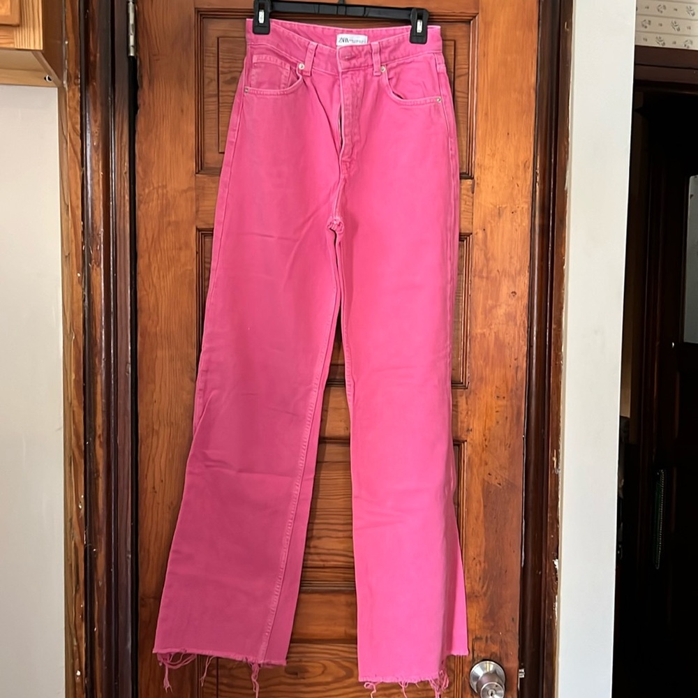 Zara Pink Wide Leg Jeans